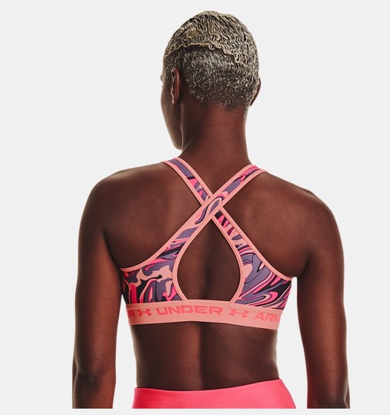Pembe Kadın UA Crossback Mid Baskılı Spor Sütyeni