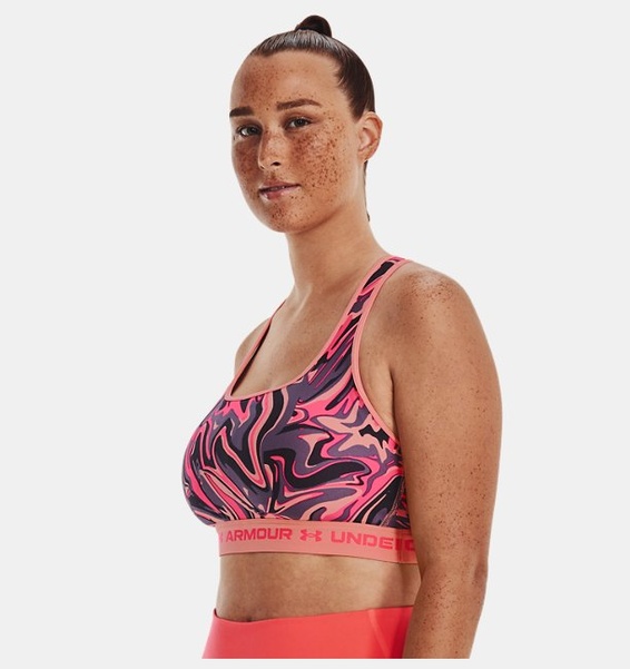 Pembe Kadın UA Crossback Mid Baskılı Spor Sütyeni