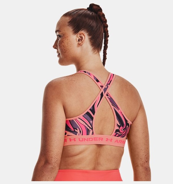 Pembe Kadın UA Crossback Mid Baskılı Spor Sütyeni