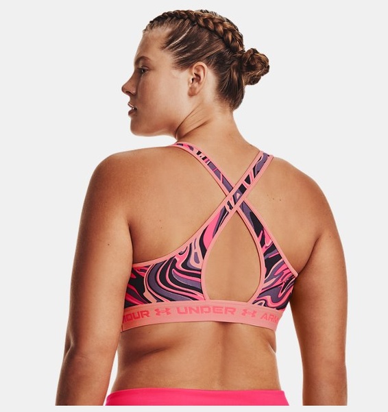 Pembe Kadın UA Crossback Mid Baskılı Spor Sütyeni