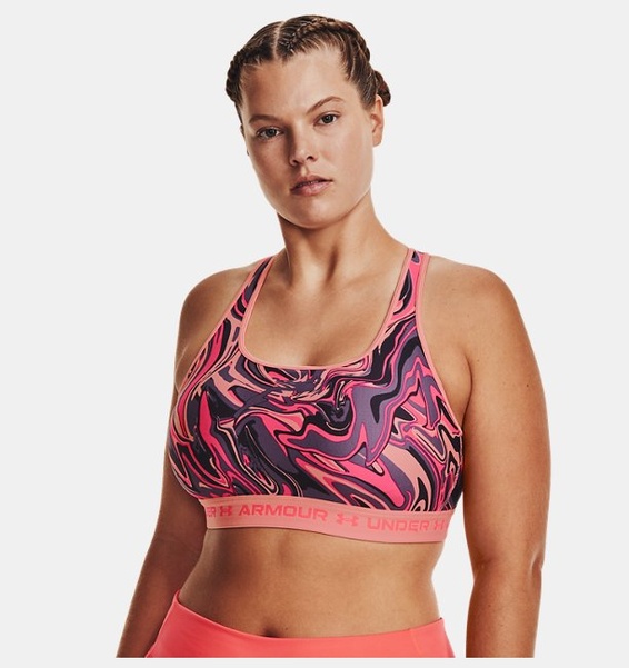 Pembe Kadın UA Crossback Mid Baskılı Spor Sütyeni