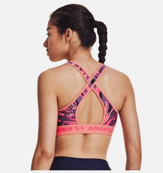 Pembe Kadın UA Crossback Mid Baskılı Spor Sütyeni