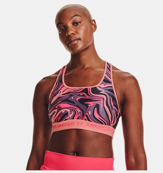 Pembe Kadın UA Crossback Mid Baskılı Spor Sütyeni