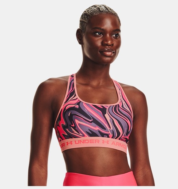 Pembe Kadın UA Crossback Mid Baskılı Spor Sütyeni