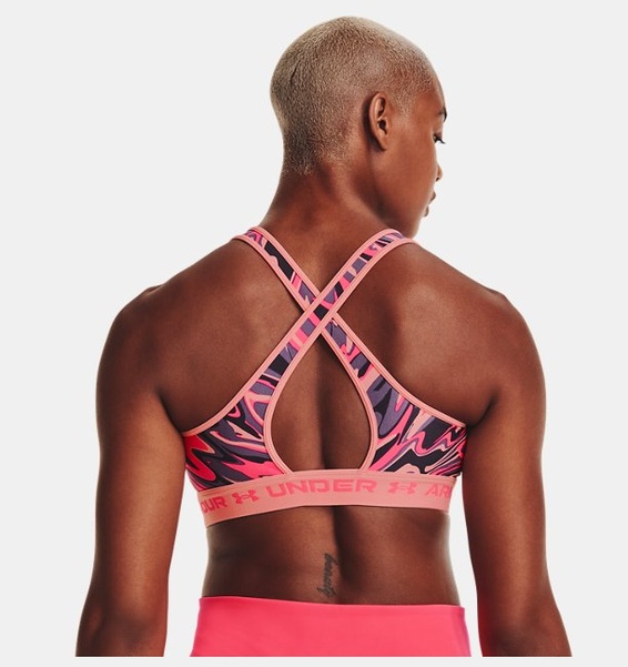 Pembe Kadın UA Crossback Mid Baskılı Spor Sütyeni