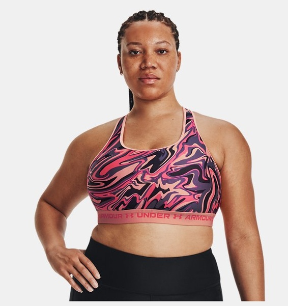 Pembe Kadın UA Crossback Mid Baskılı Spor Sütyeni