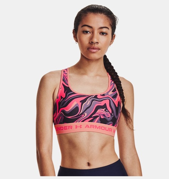 Pembe Kadın UA Crossback Mid Baskılı Spor Sütyeni