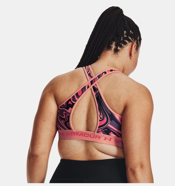 Pembe Kadın UA Crossback Mid Baskılı Spor Sütyeni