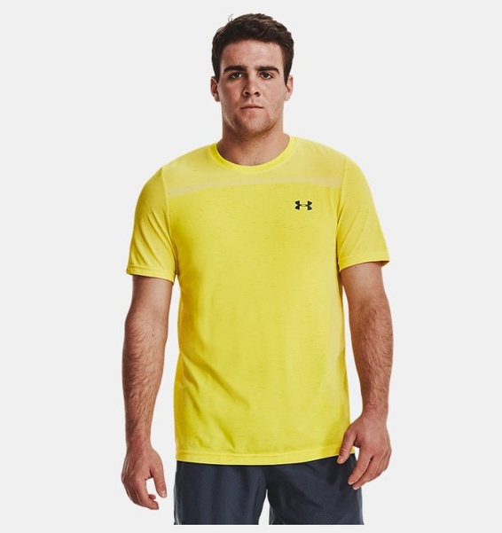 Sarı Erkek UA Dikişsiz Kısa Kollu