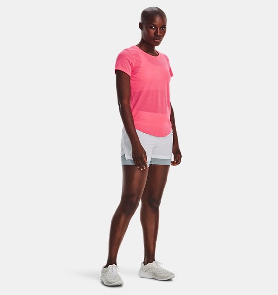 Pembe Kadın UA Streaker Koşu Kısa Kollu
