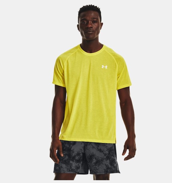 Sarı Erkek UA Streaker Koşu Kısa Kollu T-shirt