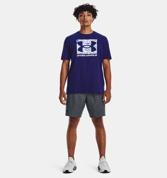 Mavi Erkek UA ABC Camo Boxed Logo Kısa Kollu T-shirt