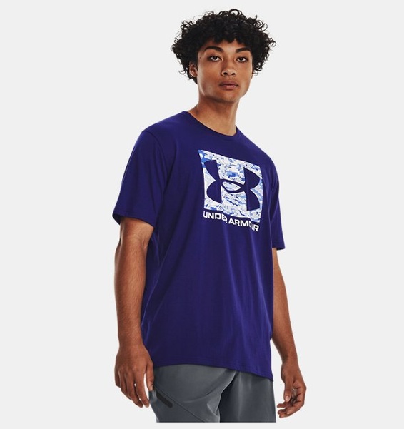 Mavi Erkek UA ABC Camo Boxed Logo Kısa Kollu T-shirt
