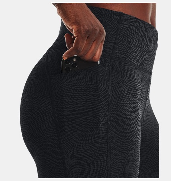 Siyah Kadın UA Launch Baskılı Bilekte Tayt