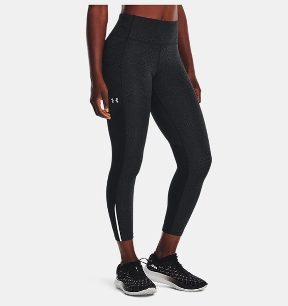 Siyah Kadın UA Launch Baskılı Bilekte Tayt