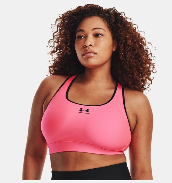 Pembe Kadın HeatGear® Armour Mid Padless Spor Sütyeni