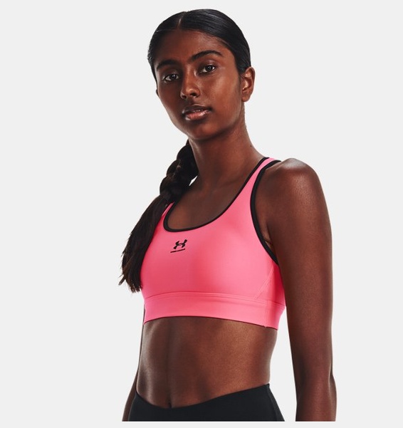 Pembe Kadın HeatGear® Armour Mid Padless Spor Sütyeni