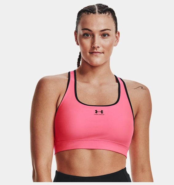 Pembe Kadın HeatGear® Armour Mid Padless Spor Sütyeni