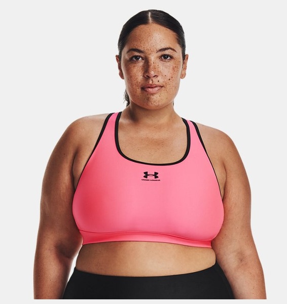 Pembe Kadın HeatGear® Armour Mid Padless Spor Sütyeni