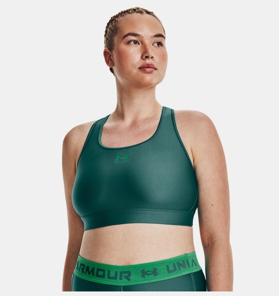 Yeşil Kadın HeatGear® Armour Mid Padless Spor Sütyeni