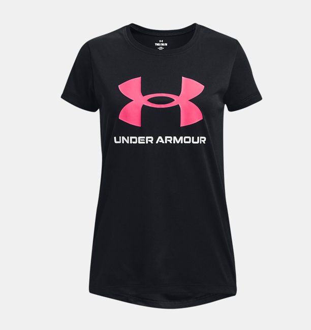 Kız Çocuk UA Tech™ Baskılı Fill Big Logo Kısa Kollu Siyah