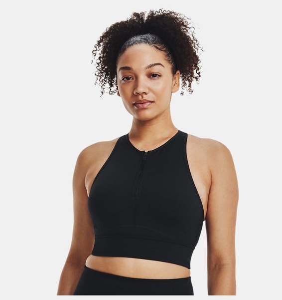 Siyah Kadın UA Meridian Zip Crop Spor Sütyeni