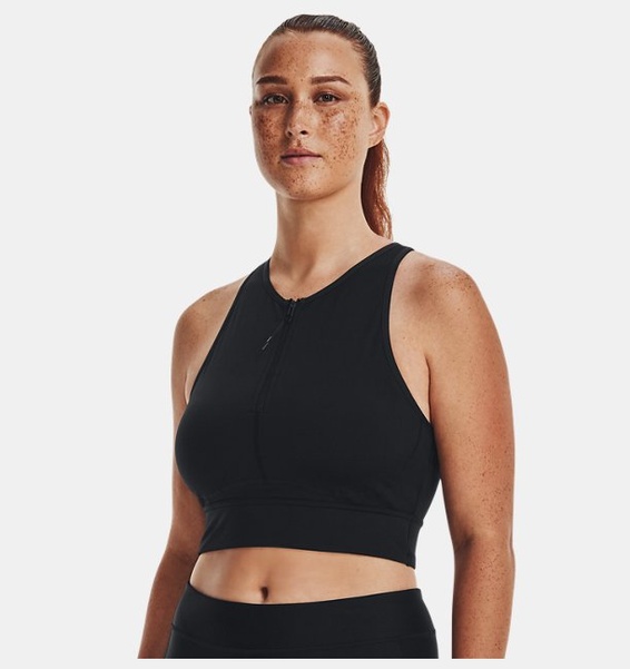 Siyah Kadın UA Meridian Zip Crop Spor Sütyeni