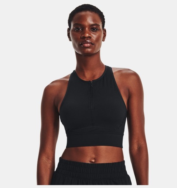 Siyah Kadın UA Meridian Zip Crop Spor Sütyeni