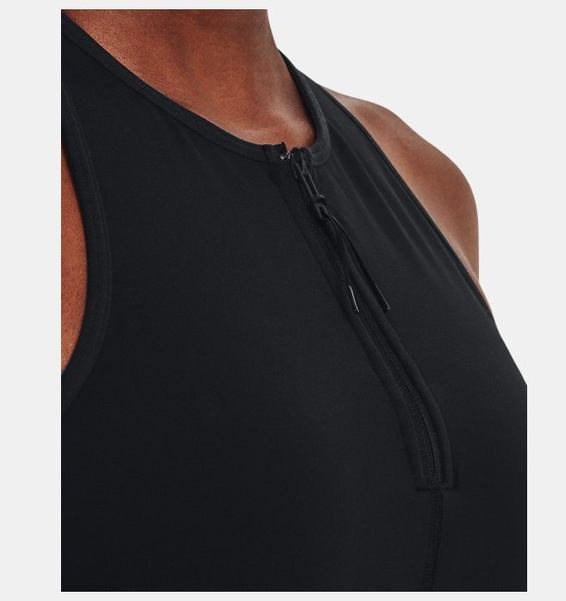 Siyah Kadın UA Meridian Zip Crop Spor Sütyeni