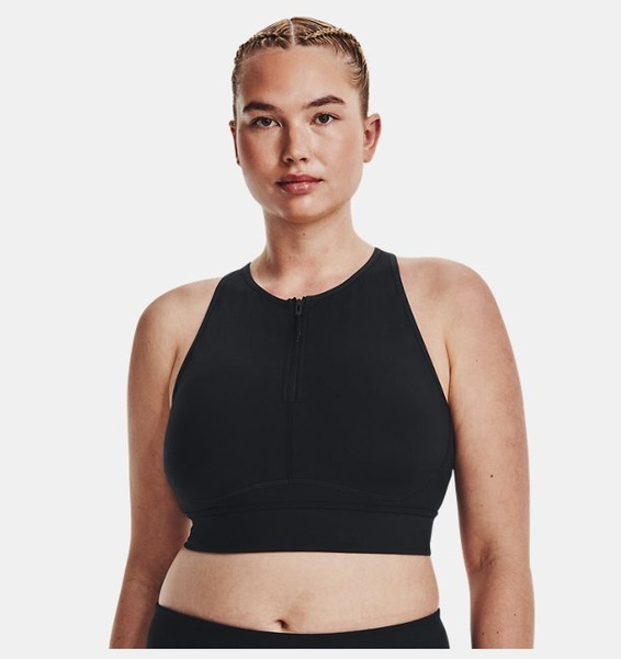 Siyah Kadın UA Meridian Zip Crop Spor Sütyeni