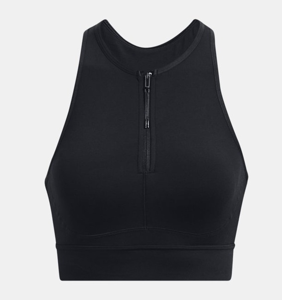 Siyah Kadın UA Meridian Zip Crop Spor Sütyeni