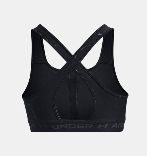 Siyah Kadın Armour® Mid Crossback Baskılı Spor Sütyeni