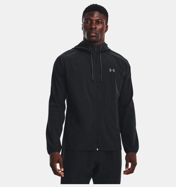 Siyah Erkek UA Stretch Dokuma Rüzgarlık