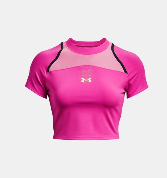 Pembe Kadın UA Koşu Anywhere Crop Kısa Kollu