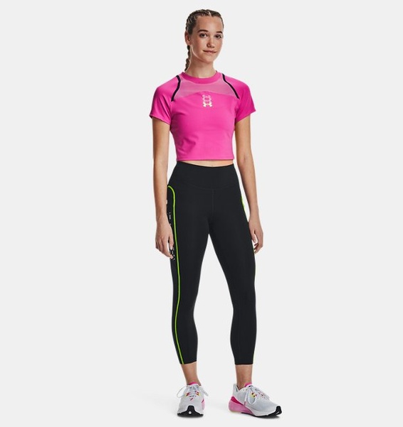 Pembe Kadın UA Koşu Anywhere Crop Kısa Kollu