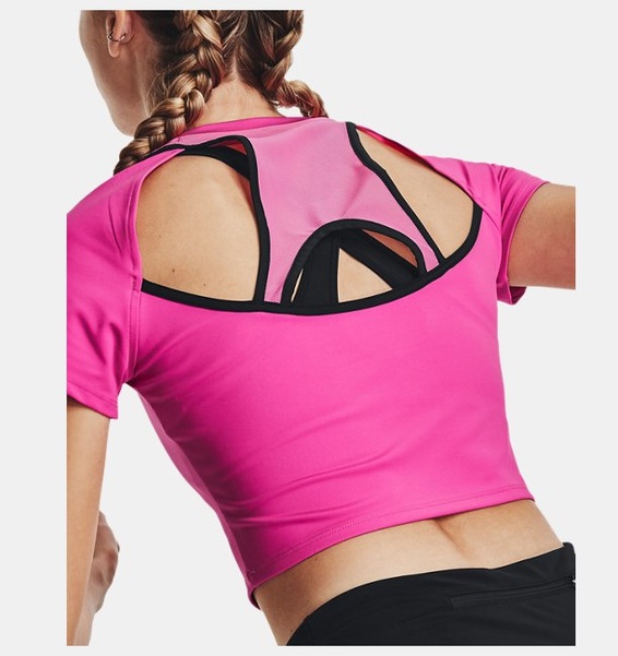 Pembe Kadın UA Koşu Anywhere Crop Kısa Kollu