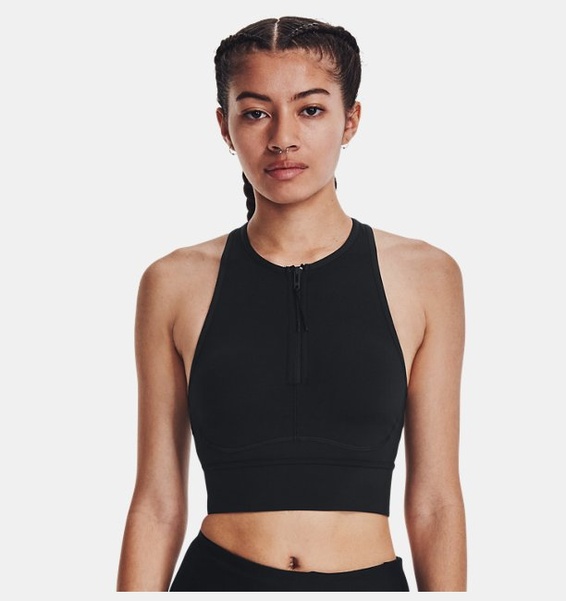 Siyah Kadın UA Meridian Zip Crop Spor Sütyeni