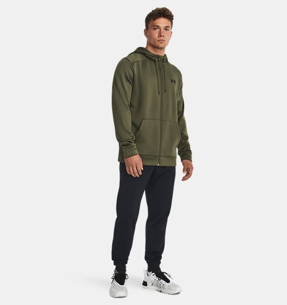 Yeşil Erkek UA Armour Fleece Tam Fermuarlı Kapüşonlu Üst