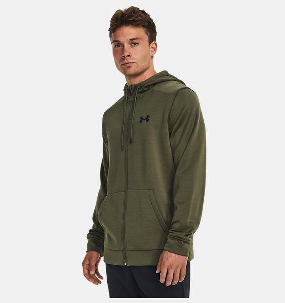 Yeşil Erkek UA Armour Fleece Tam Fermuarlı Kapüşonlu Üst