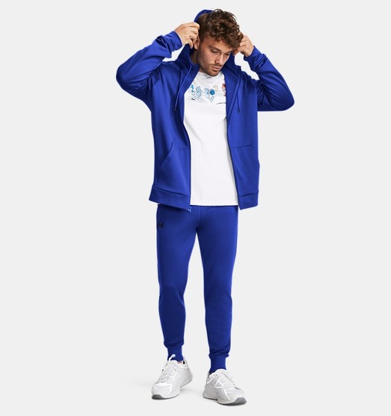 Mavi Erkek UA Armour Fleece Tam Fermuarlı Kapüşonlu Üst