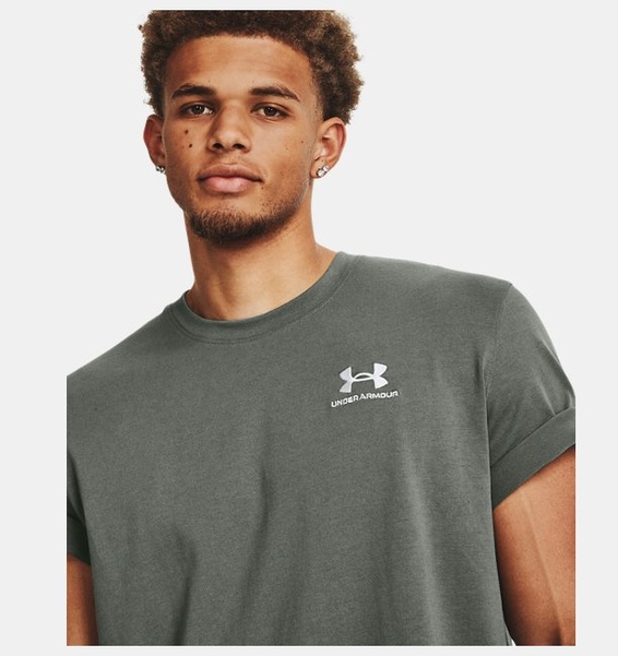 Yeşil Erkek UA LOGO EMB Heavyweight Kısa Kollu T-shirt