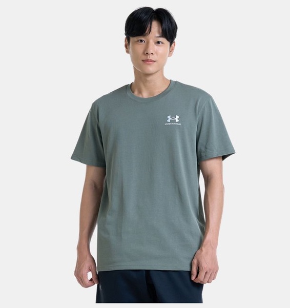 Yeşil Erkek UA LOGO EMB Heavyweight Kısa Kollu T-shirt