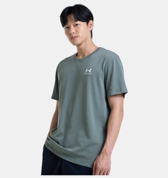 Yeşil Erkek UA LOGO EMB Heavyweight Kısa Kollu T-shirt