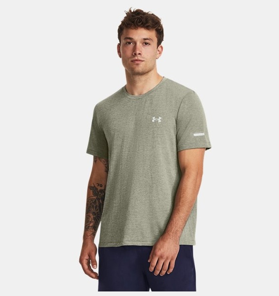 Yeşil Erkek UA Dikişsiz Stride Kısa Kollu T-shirt