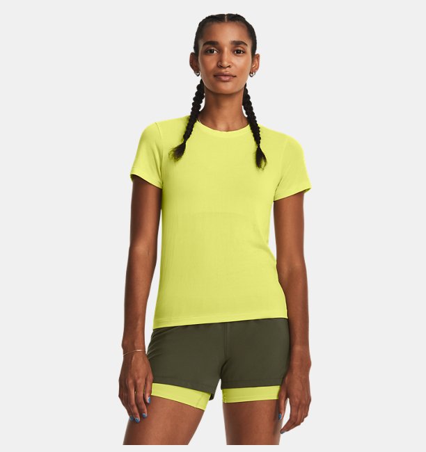 Kadın UA Dikişsiz Stride Kısa Kollu T-shirt Sarı