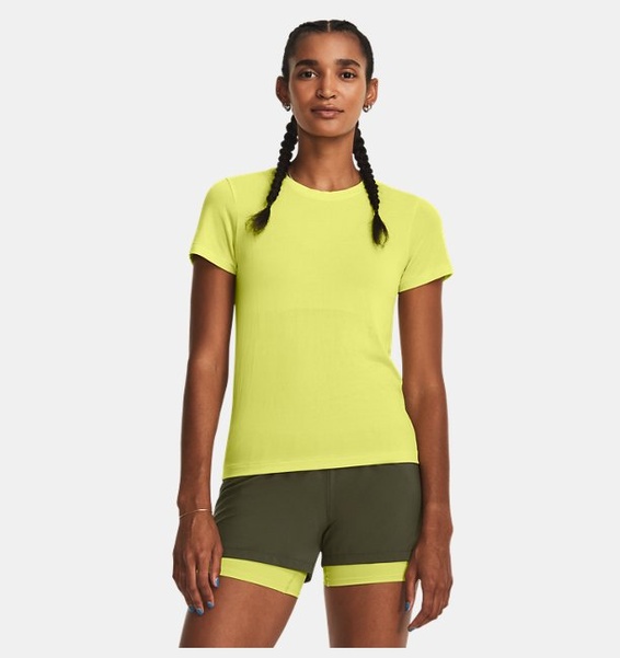 Sarı Kadın UA Dikişsiz Stride Kısa Kollu T-shirt