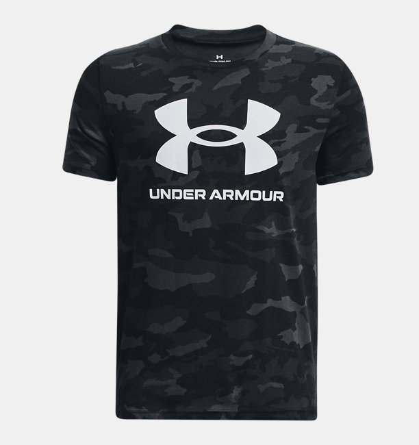 Erkek Çocuk UA Sportstyle Logo Baskılı Kısa Kollu Siyah