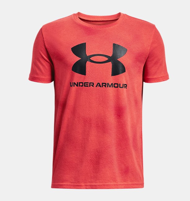 Erkek Çocuk UA Sportstyle Logo Baskılı Kısa Kollu Kırmızı