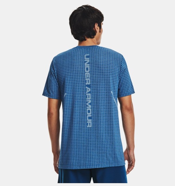 Mavi Erkek UA Vanish Dikişsiz Grid Kısa Kollu T-shirt