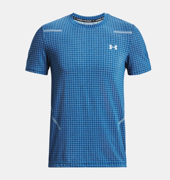 Mavi Erkek UA Vanish Dikişsiz Grid Kısa Kollu T-shirt